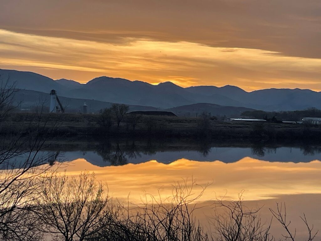 Sunset and mountain views along the Poudre River Trail. Photo courtesy DK Kemp