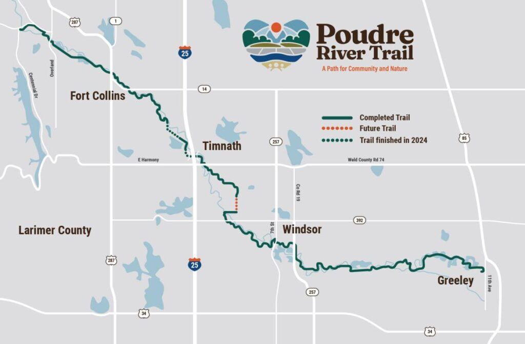 Conceptual map of the Poudre River Trail, to be finished by filling a gap under construction. Photo courtesy Larimer County Department of Natural Resources 