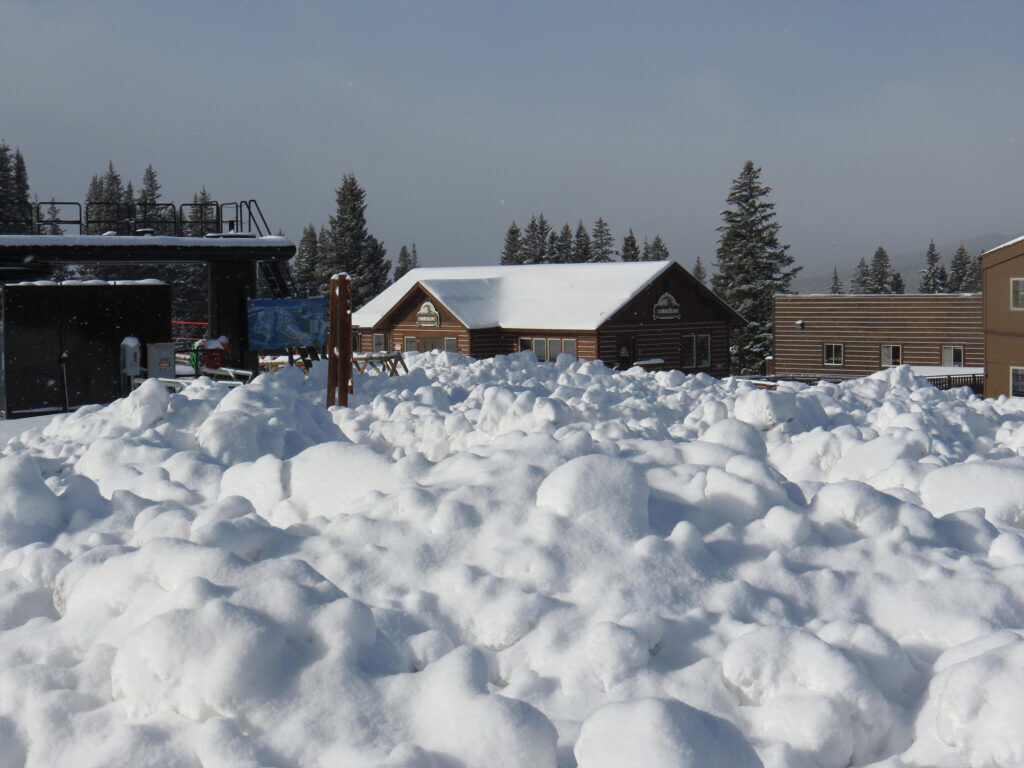 Farmed snow waiting to be smoothed and packed at Ski Cooper. Photo courtesy Ski Cooper