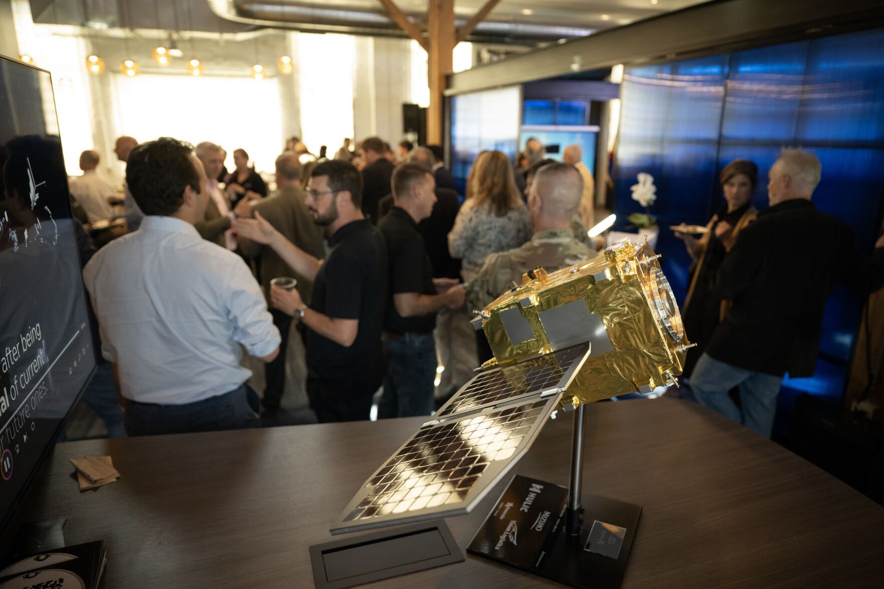 A model of a satellite at a space companies headquarters in Denver. 