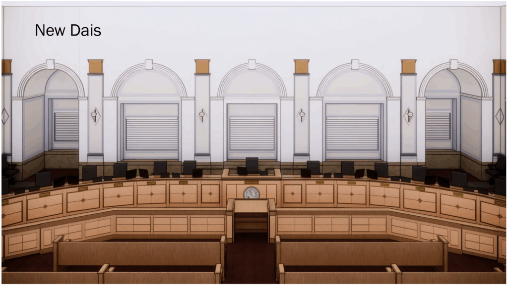 artist drawing of denver city council chambers