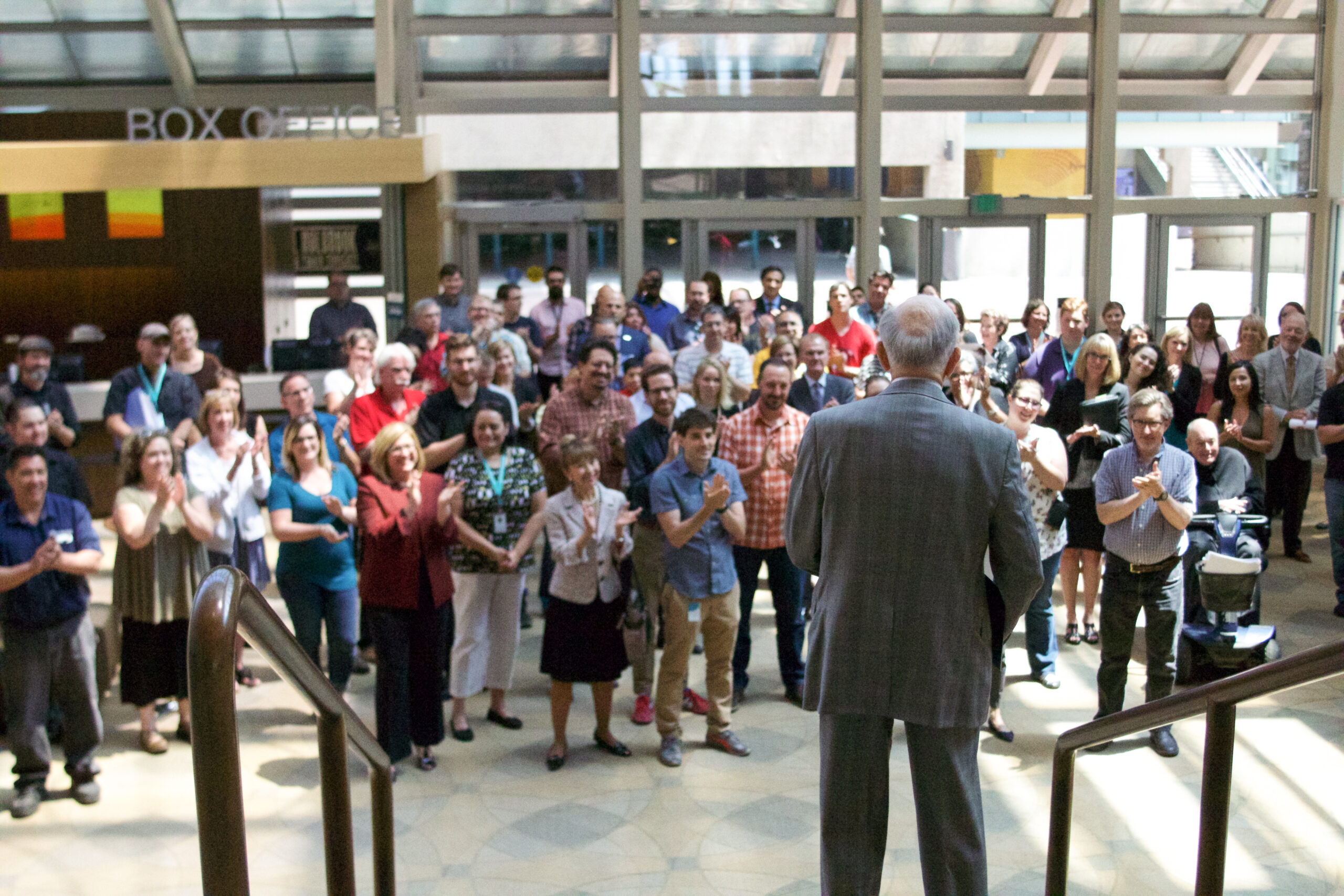 Staff and board from the Denver Center for the Performing Arts gathered in 2017 to mark Daniel L. Ritchie's last day at the DCPA. Daniel L. Ritchie Retirement 3 (John Moore/Denver Gazette)
