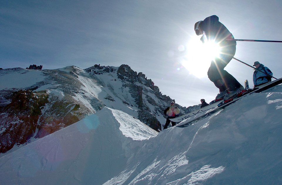 A skier jumps into the Black Iron Bowl at the Telluride Ski Resort in Telluride, Colo., Wednesday, Jan. 23, 2008. Gazette Photo by Christian Murdock
