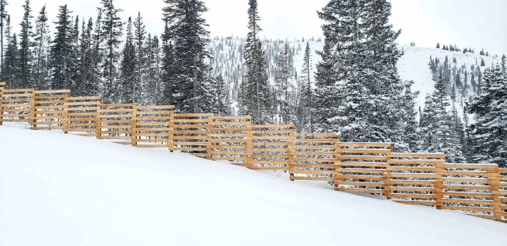 Fencing at Monarch Mountain is meant to keep snow from blowing off the mountain and storing it in places where it can be spread onto trails. Photo courtesy Monarch Mountain