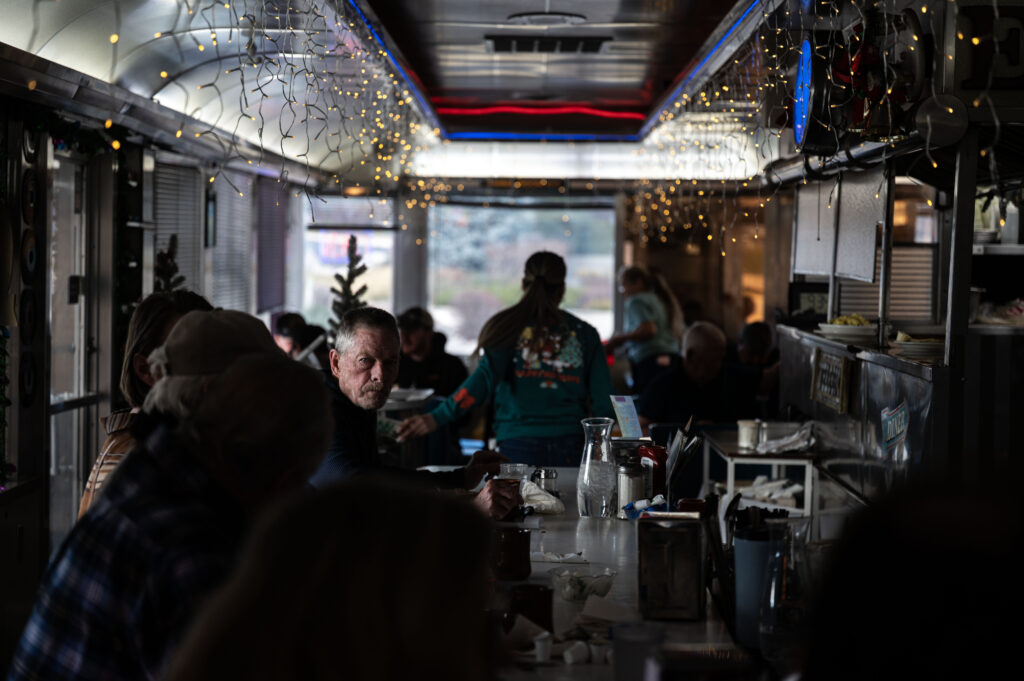 Kris Anderson has lunch at the counter in Davie’s Chuck Wagon Diner in Lakewood on Wednesday, Dec. 17, 2025. (Stephen Swofford, Denver Gazette)
