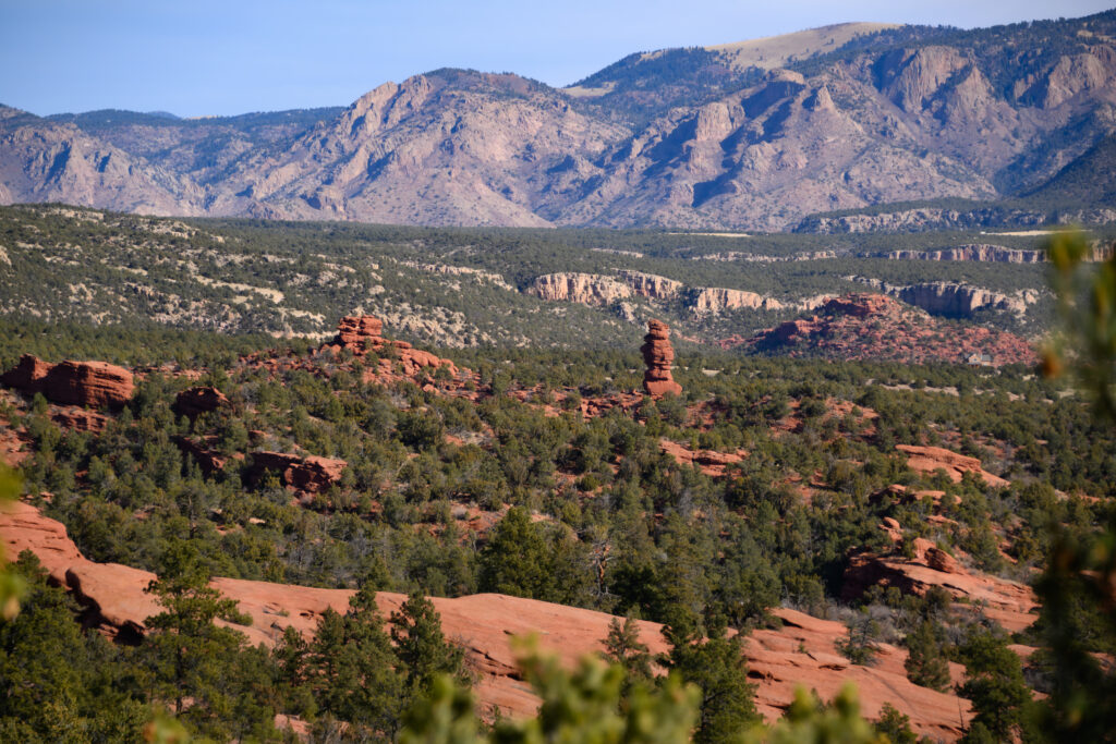 A view from the four mile Chipita’s Trail loop in Red Canyon Park just outside Canon City, Colorado January 28, 2026. The prominent rock spires are actually on private property just adjacent to the park. Photo by Mark Reis