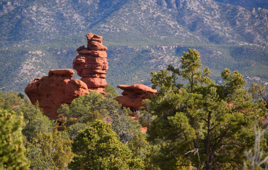 A view from the four mile Chipita’s Trail loop in Red Canyon Park outside Canon City, Colorado January 28, 2026. The prominent rock spire is actually on private property just adjacent to the park. Photo by Mark Reis