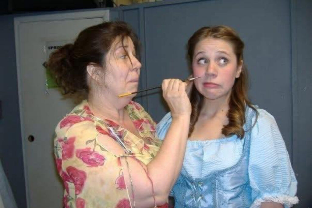 Costume Designer Debra Faber with Janelle Orsborn as Belle at a 2013 Northglenn Youth Theatre production of 'Beauty and the Beast.' Faber died on Feb. 13, 2026. Orsborn died three years later at age 33. (Provided by Kimberly Jongejan)