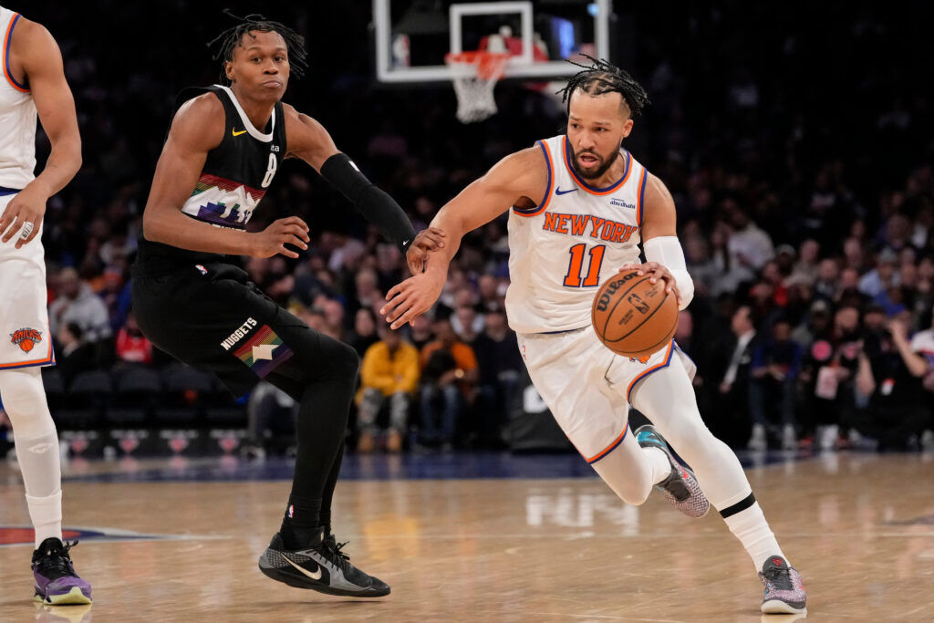 Denver Nuggets wing Peyton Watson and New York Knicks guard Jalen Brunson