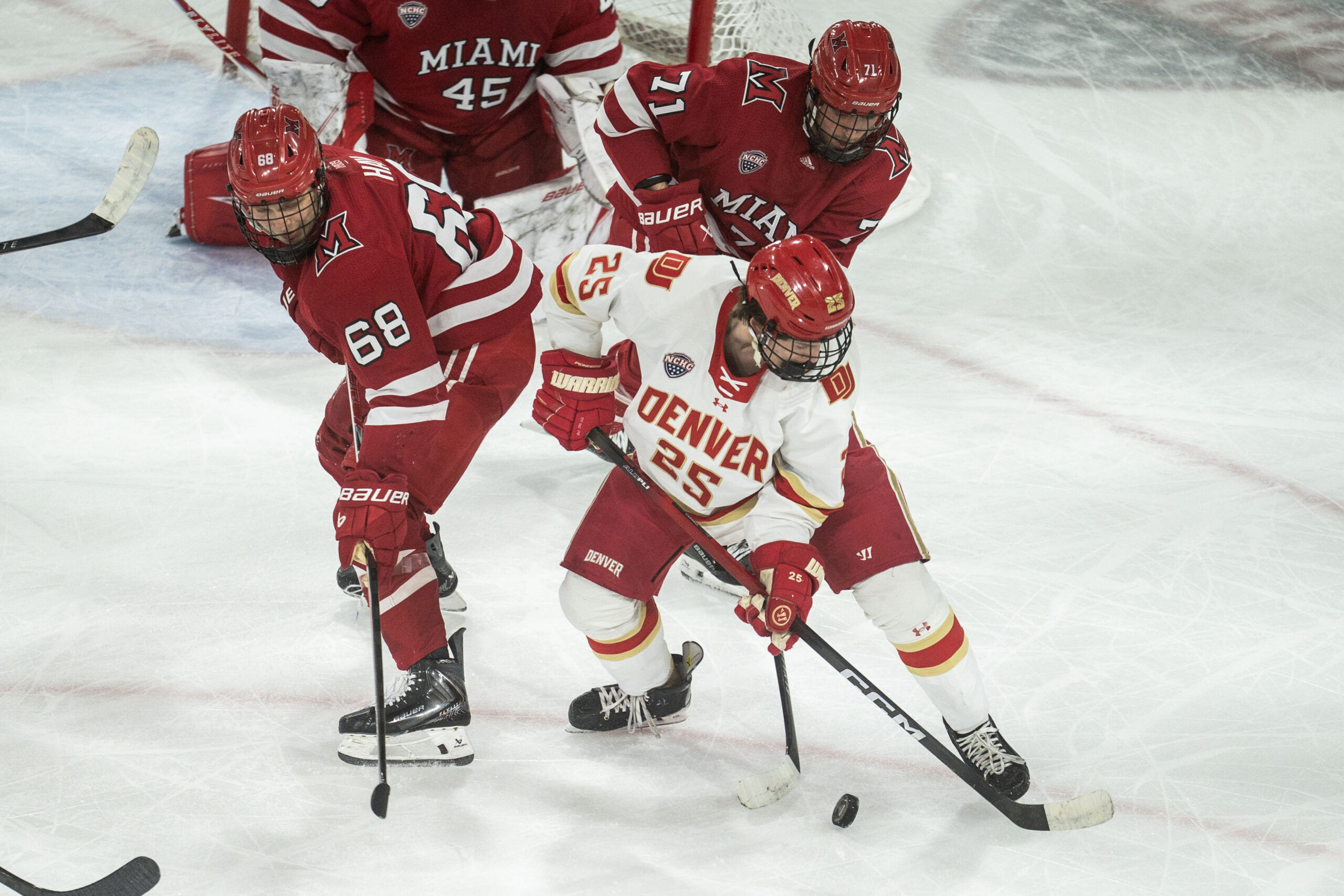 Johnny Hicks’ shutout leads shorthanded DU Pioneers past Miami (Ohio) in Game 1 of NCHC playoffs