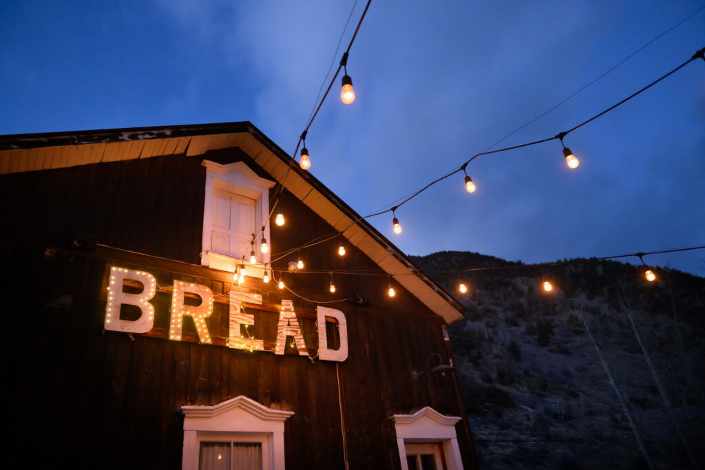The back patio of Bread Bar in Silver Plume, Colorado Friday, January 30, 2026. Bread is a small cocktail bar in a former 1800’s bakery in the historic mountain town west of Denver on I-70. Photo by Mark Reis