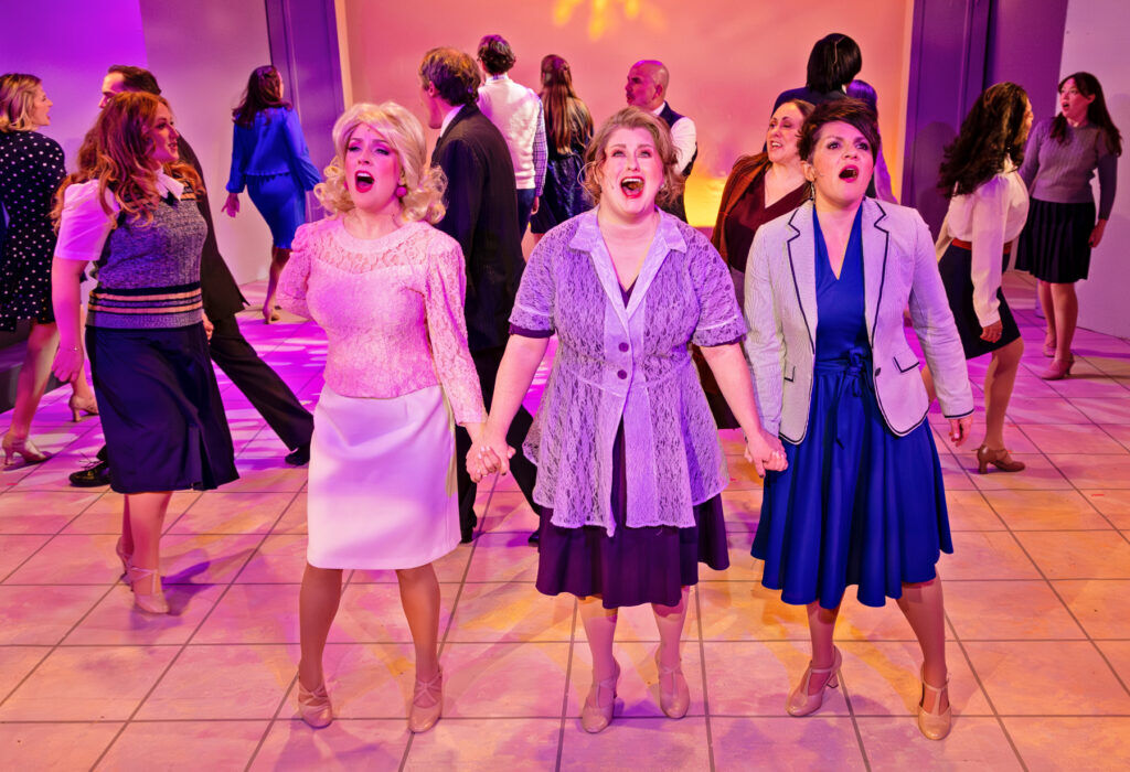 Doralee (Sarah Kit Farrell), Judy (Abby McInerney) and Violet (Nancy Evans Begley) band together in Vintage Theatre's 9 to 5,' playing through March 29. (RDG Photography)