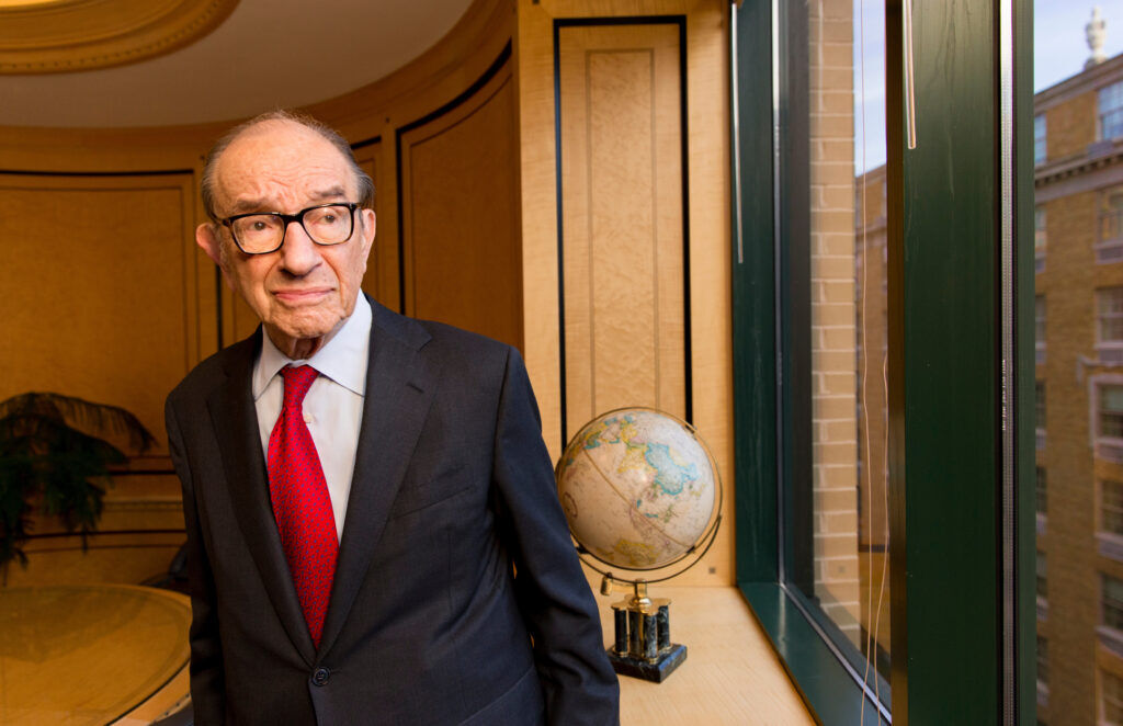 THE ASSOCIATED PRESS FILE - Economist Alan Greenspan, chairman of the Federal Reserve from 1987 to 2006, is seen in his office in Washington, Oct. 18, 2013.