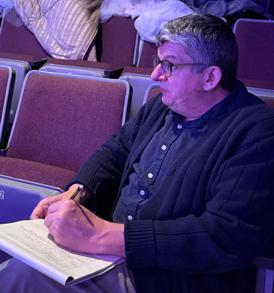 Director Bernie Cardell rehearsal for Part 1 of Vintage Theatre's 2026 staging of 'Angels in America,' which it last staged in 2010. Troy Lakey is directing Part 2. (Meghan Ralph)