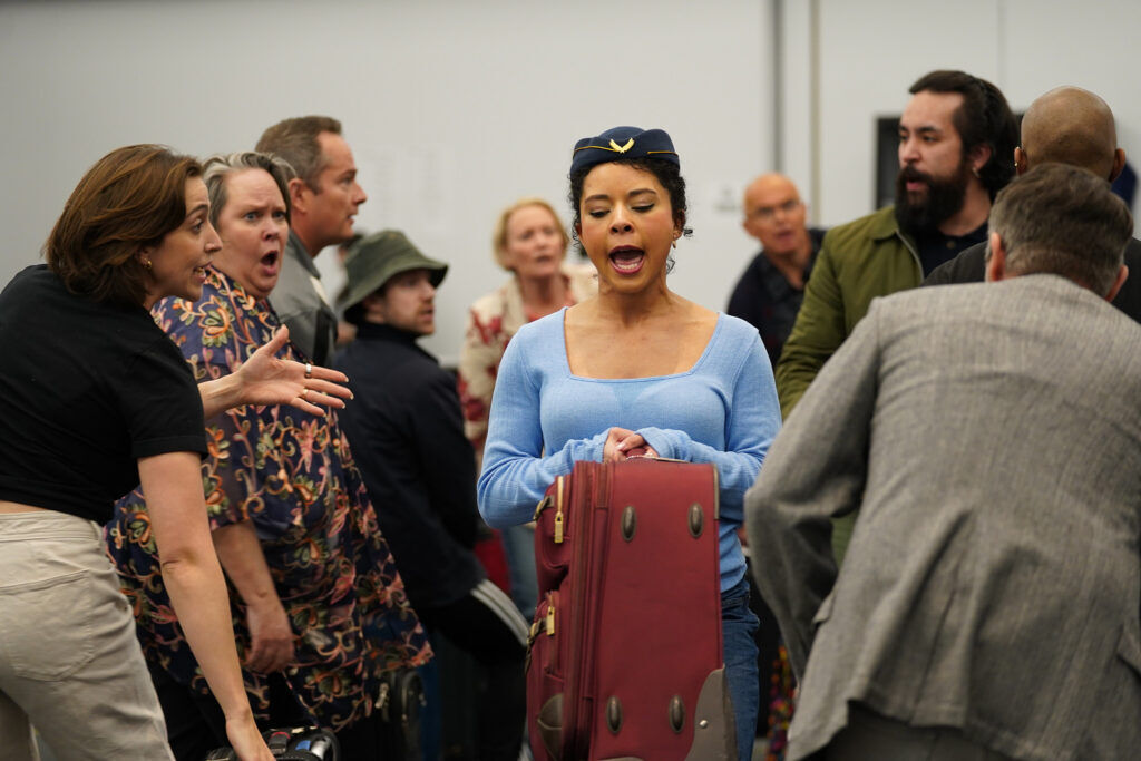 Elizabeth Harlen in rehearsal for the Arvada Center's Come From Away,' opening Friday. (Leslie Simon/The Arvada Center)