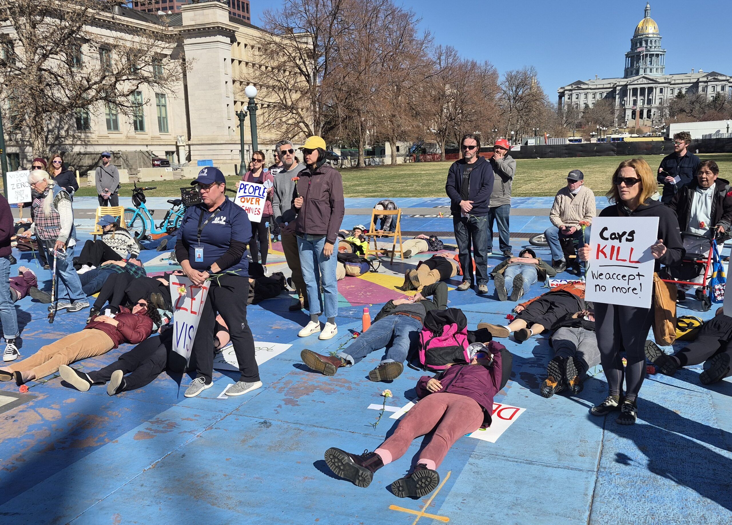 ‘Die-in’ recounts record year of Denver traffic deaths