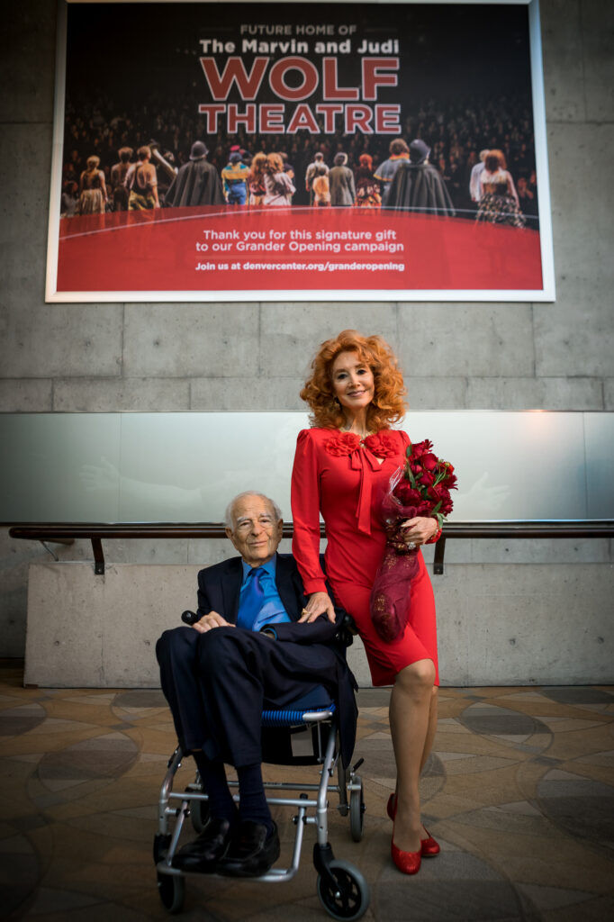 Marvin and Judi Wolf at the rechristening of the Stage Theatre in 2021. (Adams VisCom)