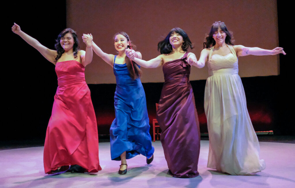The cast of Su Teatro's current production of 'Just Like Us' in March 2026. From left: Gisselle Gonzalez, Kiara Plaza, Shyan Rivera and Lucinda Lazo. (Juan Fuentes)