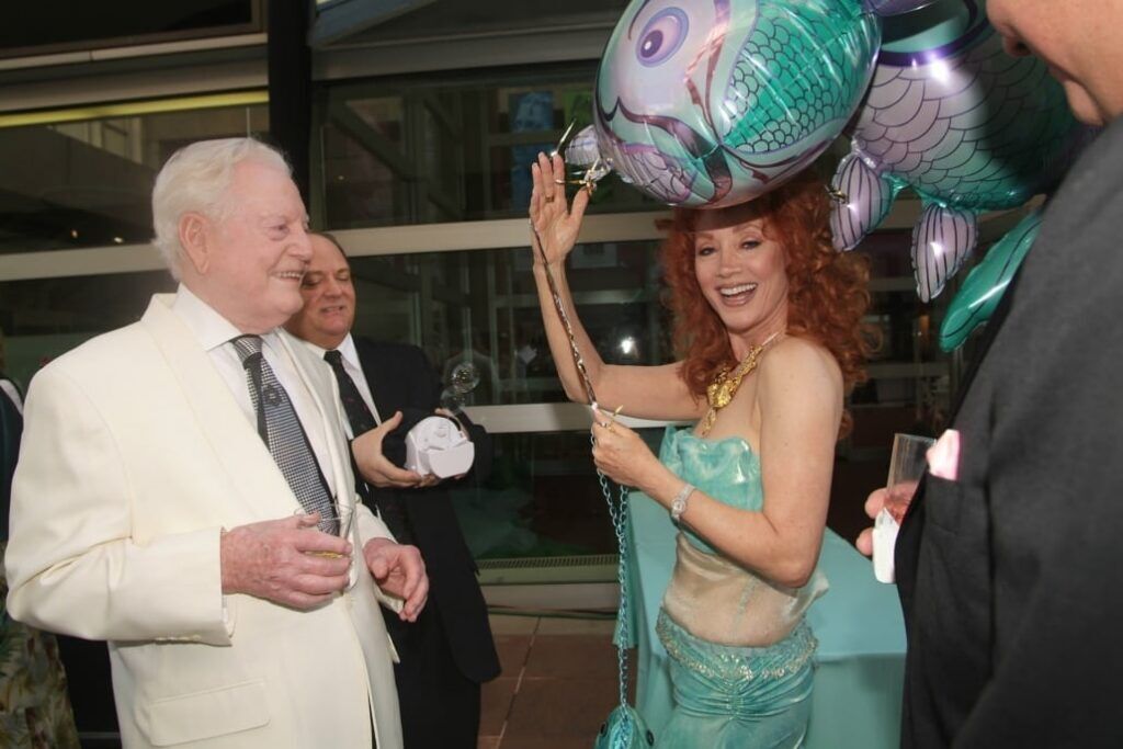 DCPA Founder Donald Seawell with Judi Wolf at the opening night of 'The Little Mermaid' at the Buell Theatre in 2007. (Denver Center file photo)