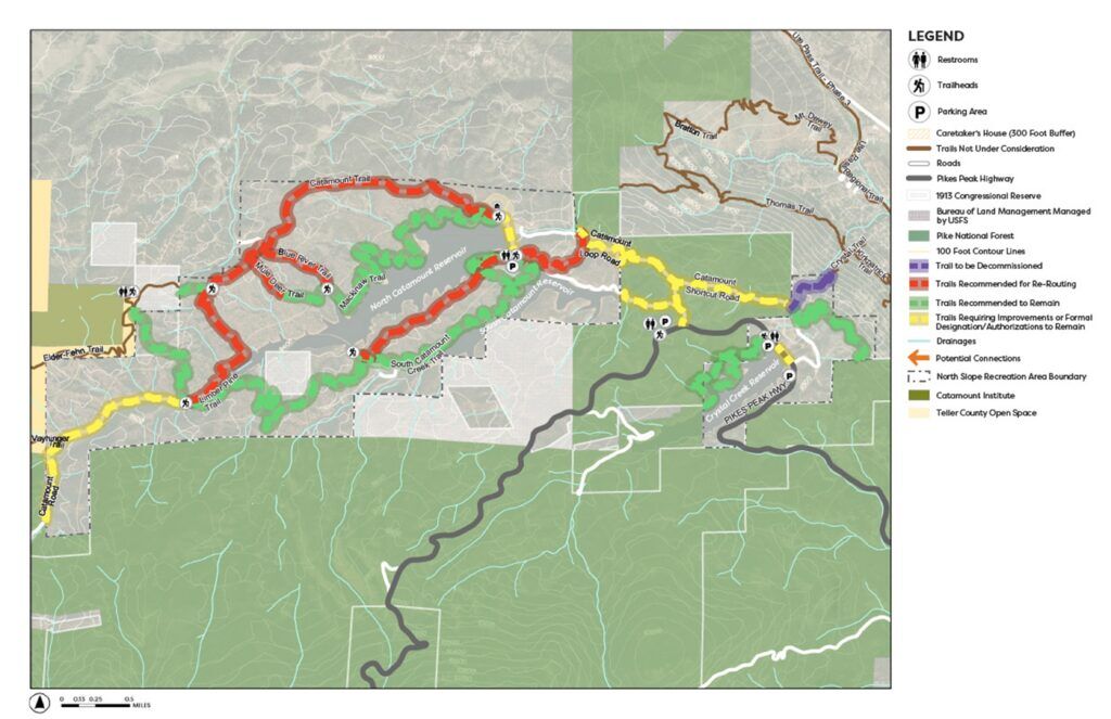 Map of trail concepts outlines in a draft plan for North Slope Recreation Area. Photo courtesy Colorado Springs Utilities