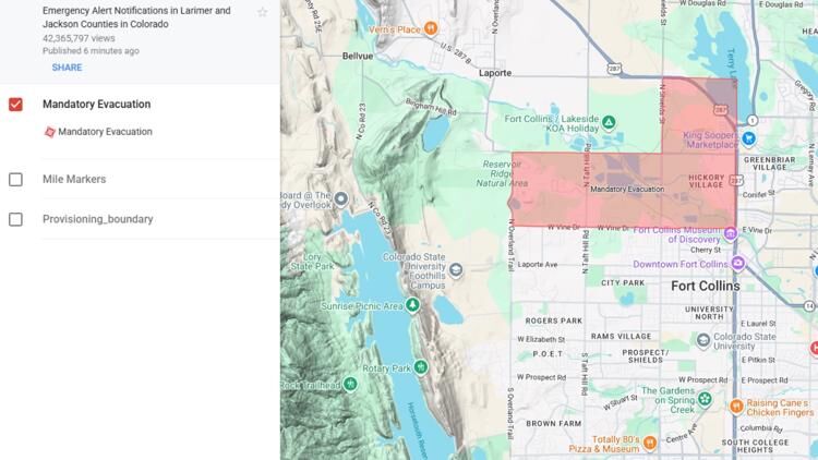 Evacuations lifted after wildfire on northwest side of Fort Collins