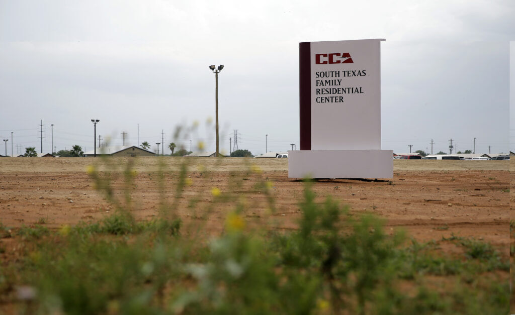 This June 30, 2015, file photo, shows a sign at the entrance to the South Texas Family Residential Center in Dilley, Texas. (Associated Press file)