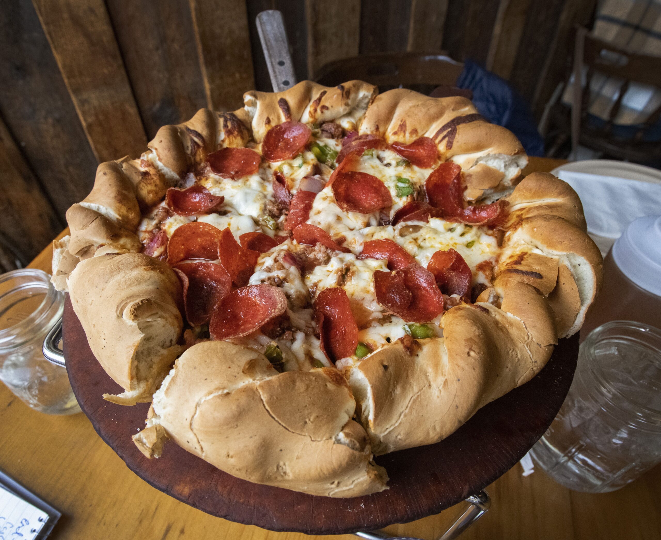 The Colorado-style Motherlode pizza with its braided crust at Beau Jo’s in Idaho Springs. Gazette file
