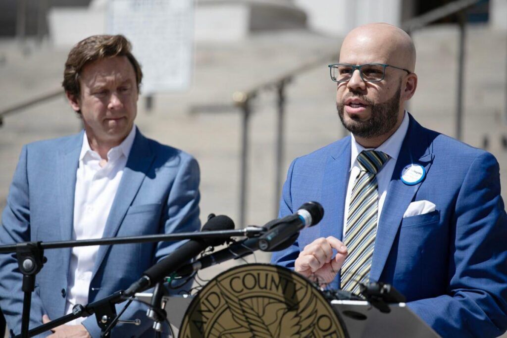 Mayor Mike Johnston, left, and DPS Superintendent Dr. Alex Marrero (copy)