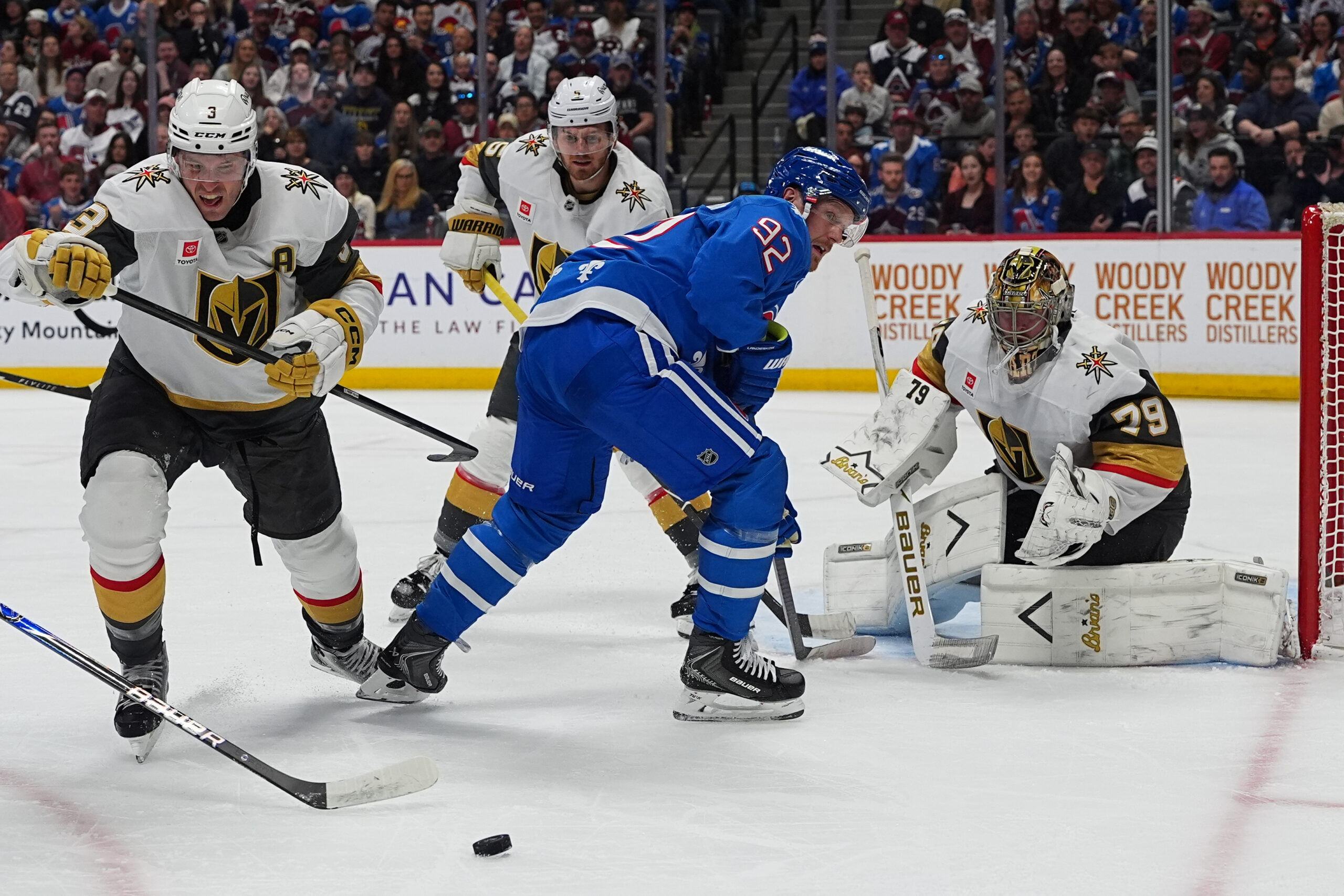 Avalanche coach Jared Bednar hospitalized after taking puck to face in OT loss to Vegas