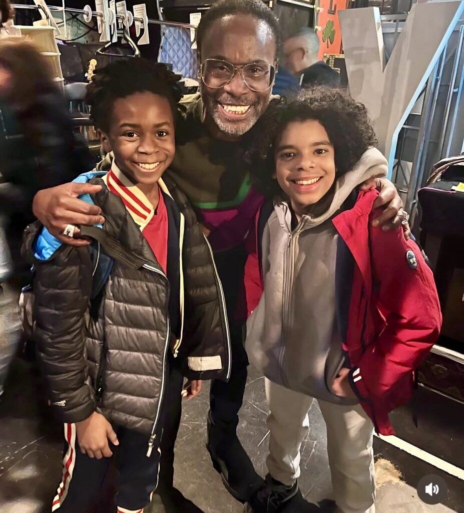 Denver School of the Arts 12-year-old Blake Channing Taylor, left, meets Broadway star Billy Porter with castmate Emjay Roa after the boys performed in 'MJ.' (Courtesy of family)