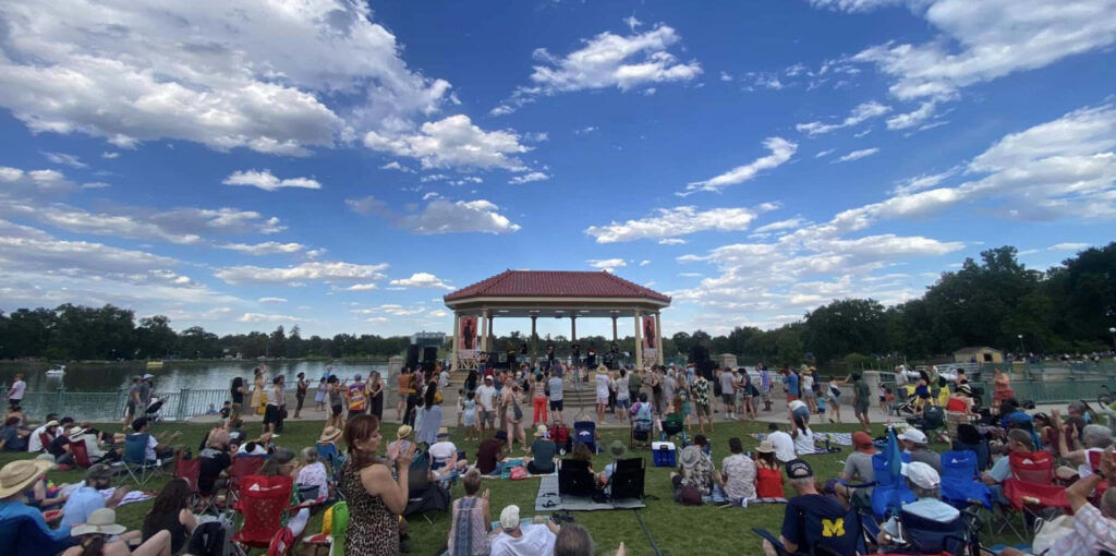 The City Park bandshell during a City Park Jazz concert. The bandshell was destroyed by an artsonist last month, and the nonprofit music series now faces $35,000 in additional, unplanned costs to launch its 41st summer season in June. (Courtesy City Park Jazz)