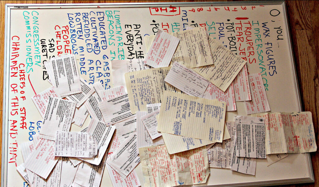 This is how Denver Gazette Senior Arts Journalist John Moore tried to learn his lines for Germinal Stage-Denver's 'Offending the Audience' in 2013. (John Moore/Denver Gazette)