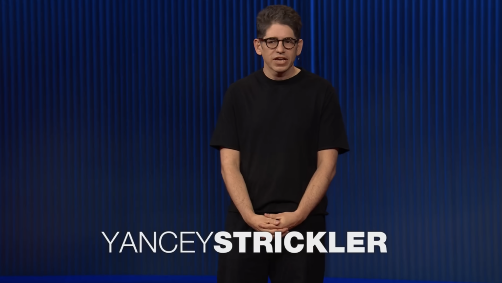 'If you want to understand how challenging the future can be for creative people, just look at musicians right now,' Kickstarter co-founder Yancey Strickler says in a TED Talk. (YouTube screenshot)