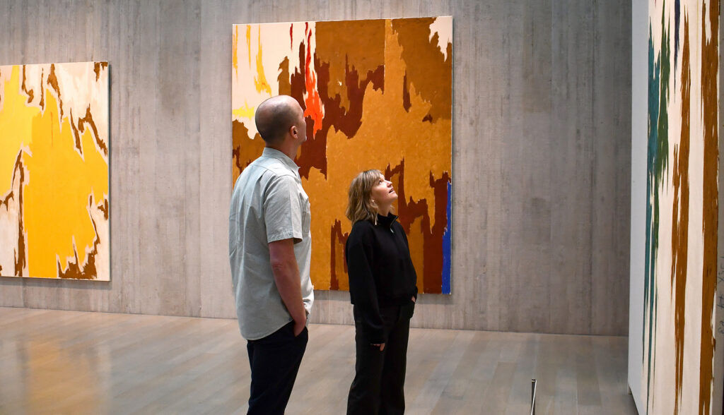 Co-curators Bailey Placzek and Ben Coleman in the Clyfford Still Museum galleries. (Courtesy Clyfford Still Museum)