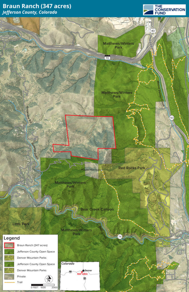 Map of the recently acquired Braun Ranch expanding Matthews/Winters Park. Courtesy The Conservation Fund