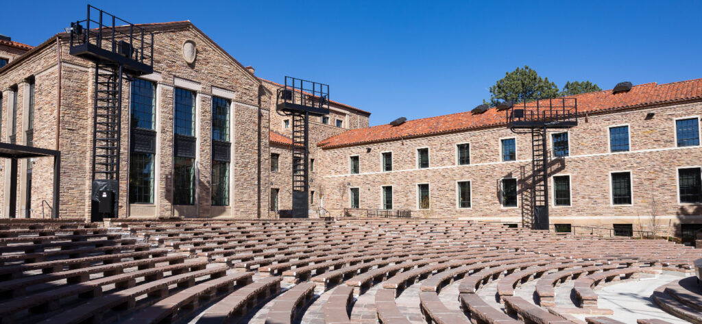 A look at the renovated Mary Rippon Outdoor Theatre from side on the CU Boulder campus. (Jennifer Koskinen)