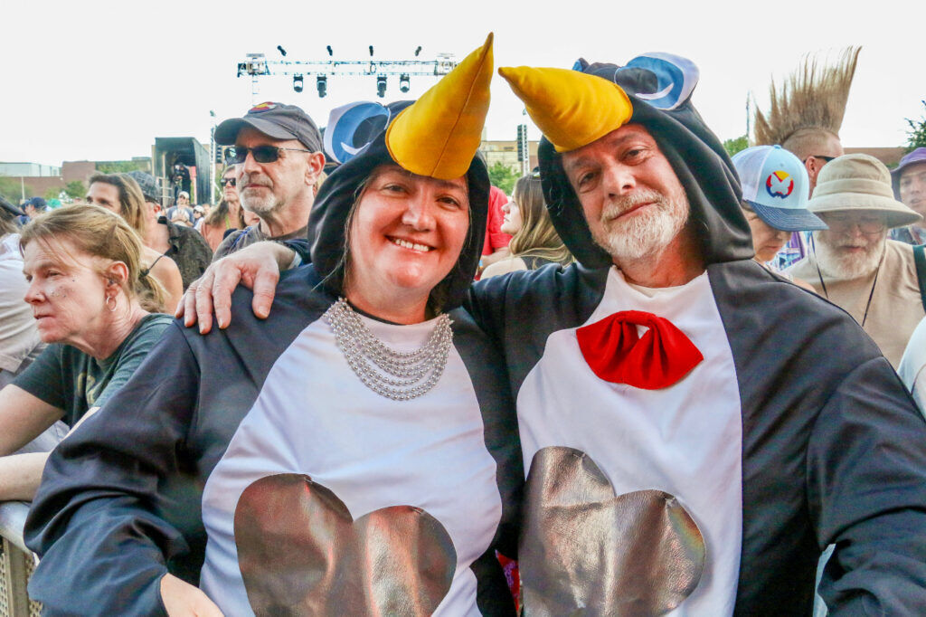 Jeanine and Tony Woodman attend the Outside Days festival in Denver, May 30, 2026, on the Auraria campus. They traveled from Chicago to see the Flaming Lips, among other bands. (John Moore/Denver Gazette)