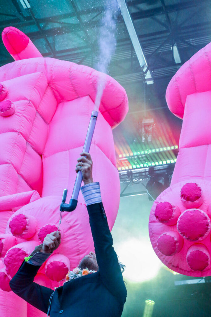 Wayne Coyne with the Flaming Lips at the Outside Days festival in Denver, May 30, 2026, on the Auraria campus. (John Moore/Denver Gazette)