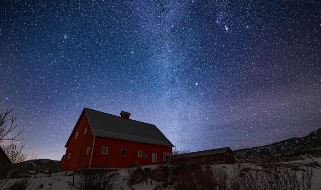 The night sky over Monastery Barn from Capitol Creek Road in Old Snowmass, Colorado's newest Dark Sky Community. Photo by Ann Driggers