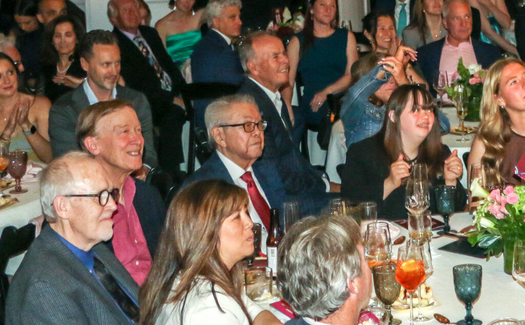 Sen. John Hickenloooper sits beside SeriesFest honoree John. J. Sie Seiesfest, (John Moore/The Denver Gazette))