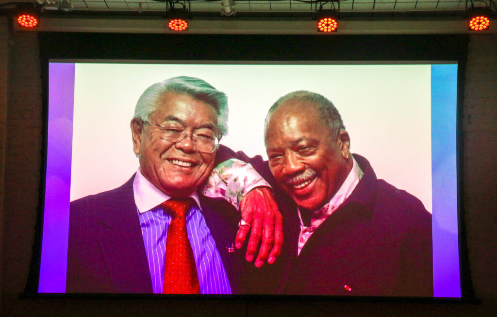 John J. Sie, left, with Quincy Jones. (Provided by SeriesFest)