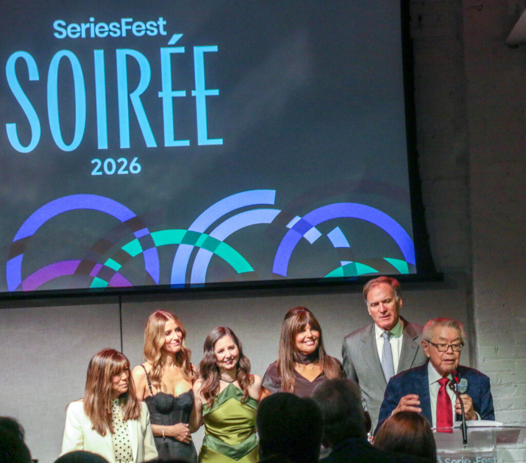 John J. Sie accepts SeriesFest's 2026 Vision Award at the episodic TV festival's Soiree gala at Asterisk on May 8, 2026. (John Moore/The Denver Gazette)