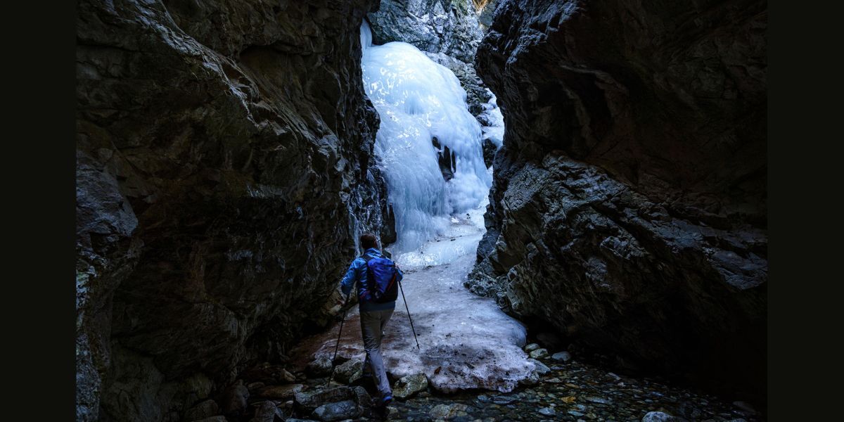 Stunning double-waterfall found in narrow slot canyon in Colorado