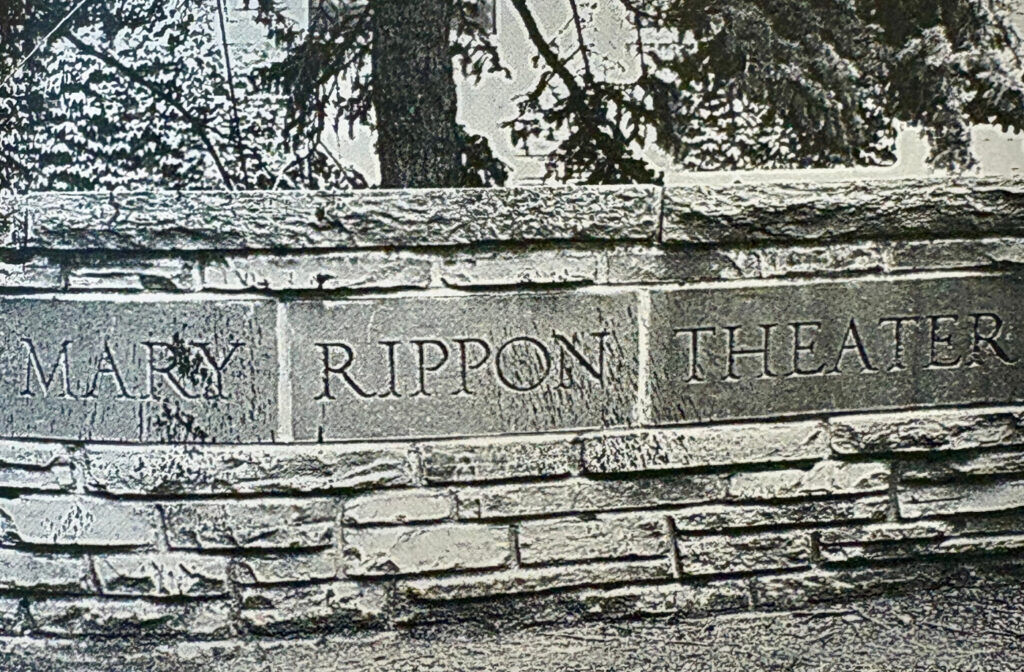 The sign for the Mary Rippon Outdoor Theatre on the University of Colorado campus in Boulder. (University of Colorado Library)