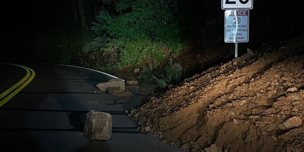 Rockfall in North Cheyenne Cañon following a severe storm in Colorado Springs. Photo: Colorado Springs Parks, Recreation & Cultural Services.
