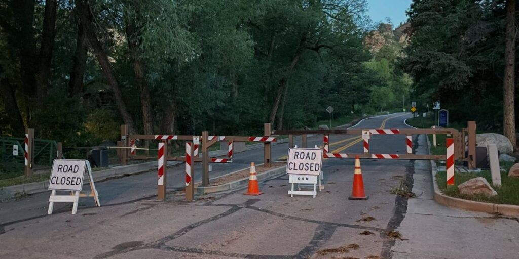 A closure on North Cheyenne Canyon Road following a severe storm in Colorado Springs. Photo: Colorado Springs Parks, Recreation & Cultural Services.