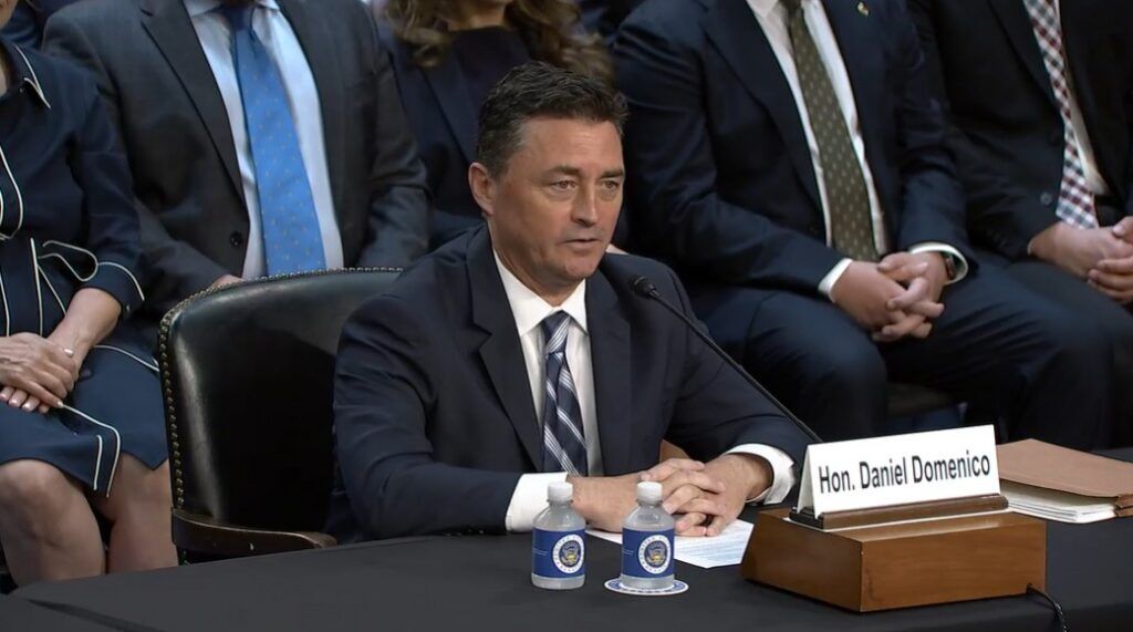 U.S. District Court Chief Judge Daniel D. Domenico appears before the U.S. Senate Judiciary Committee on June 24, 2026. Via C-SPAN