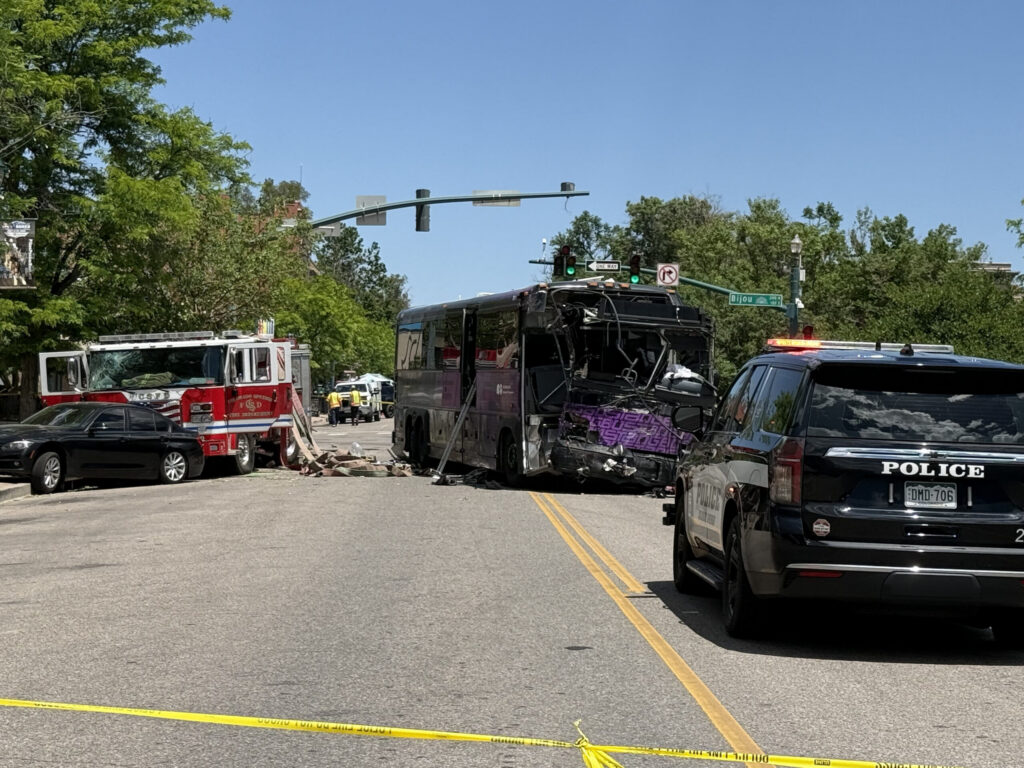Colorado Springs fire engine, passenger bus collide downtown; 9 people taken to the hospital