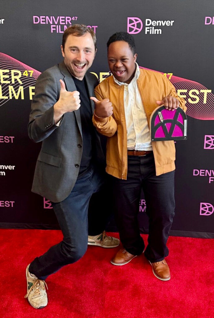 Aurora actor Jeremiah Daniels, star of 'Color Book,' with Denver Film Festival Director Matthew Campbell at the 2024 Denver Film Festival. (Beau Ngu/Denver Film)