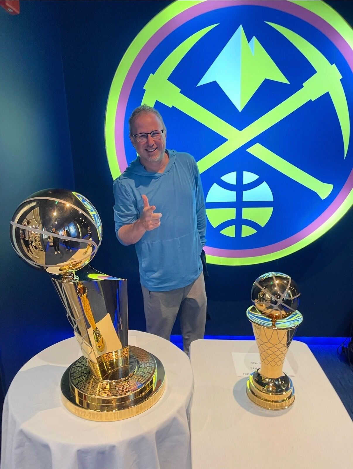 Director of amateur and grassroots scouting Jim Clibanoff celebrates the Nuggets 2023 championship. (Photo courtesy of Jim Clibanoff)